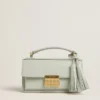 Bolso Venezia pequeño en piel repujada gris mineral con detalles dorados
