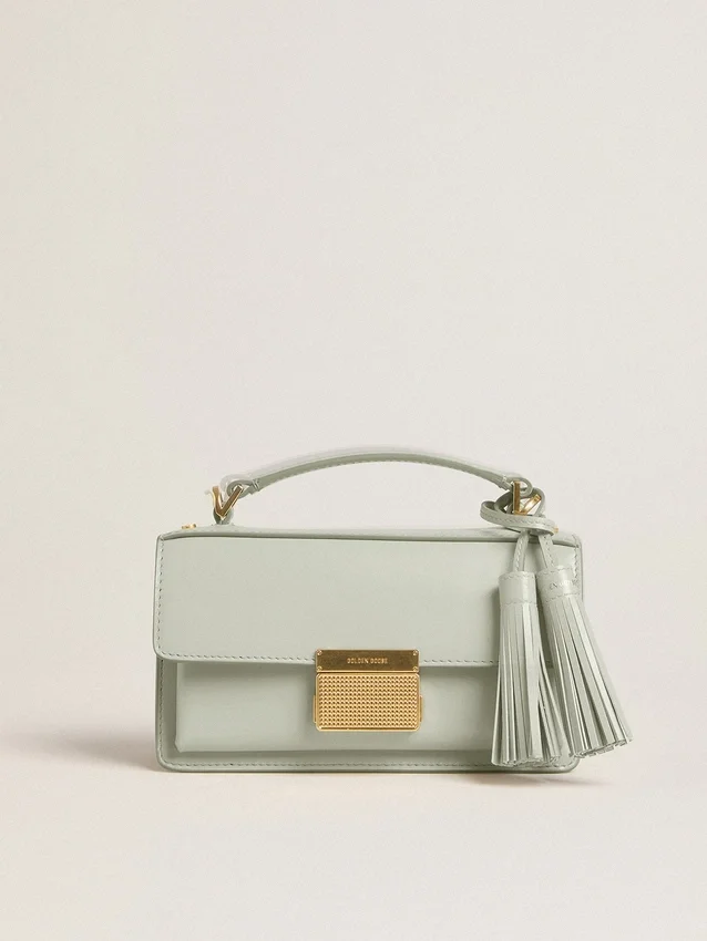 Bolso Venezia pequeño en piel repujada gris mineral con detalles dorados