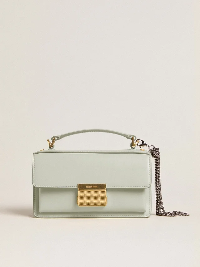 Bolso Venezia pequeño en piel repujada gris mineral con detalles dorados