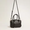 Bolso Vita en cuero liso negro con detalles dorados