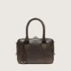 Bolso Vita en cuero vintage marrón con detalles dorados