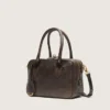 Bolso Vita en cuero vintage marrón con detalles dorados