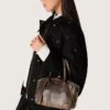 Bolso Vita en cuero vintage marrón con detalles dorados