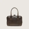 Bolso Vita en cuero vintage marrón con detalles dorados