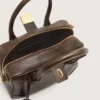 Bolso Vita en cuero vintage marrón con detalles dorados