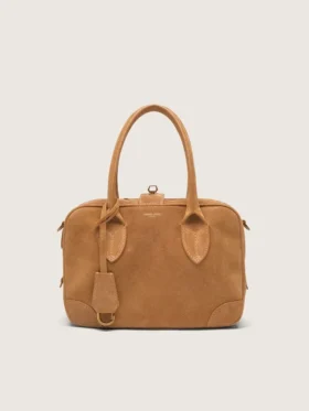 Bolso Vita en gamuza color camello con detalles dorados