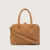 Bolso Vita en gamuza color camello con detalles dorados