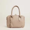 Bolso Vita en piel color topo con detalles dorados