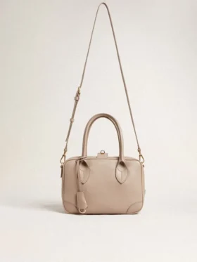 Bolso Vita en piel color topo con detalles dorados