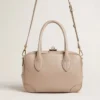 Bolso Vita en piel color topo con detalles dorados