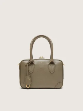 Bolso Vita en piel verde salvia con detalles dorados