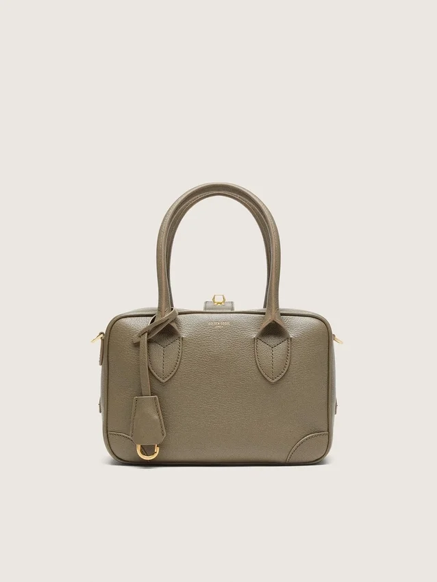 Bolso Vita en piel verde salvia con detalles dorados