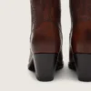 Botas altas Wish Star para mujer en cuero marrón con bordado floral