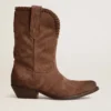 Botas bajas para mujer en gamuza lavada de color marrón oscuro
