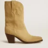 Botas bajas Wish Star en gamuza encerada color arena con estrella bordada