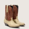 Botas bajas Wish Star para mujer en cuero beige y marrón con bordados