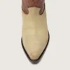 Botas bajas Wish Star para mujer en cuero beige y marrón con bordados