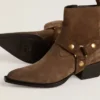 Botas Debbie de caña baja en gamuza gris paloma con hebilla extraíble