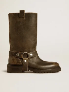 Botas Kurt de cuero negro con hebilla plateada