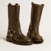 Botas Kurt de cuero negro con hebilla plateada