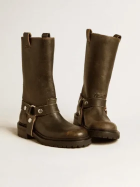 Botas Kurt de cuero negro con hebilla plateada