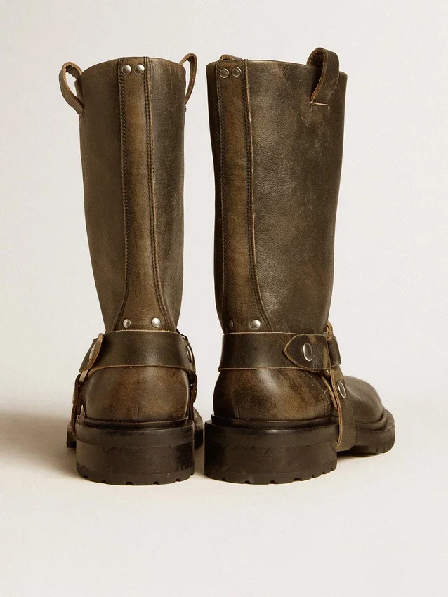 Botas Kurt de cuero negro con hebilla plateada