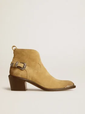 Botas Patty en gamuza encerada color arena
