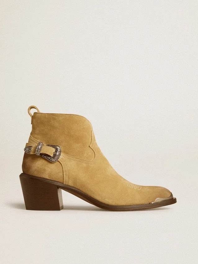 Botas Patty en gamuza encerada color arena