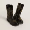 Botas Wish Junior de cuero negro con estrella bordada en amarillo