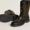 Botas Wish Junior de cuero negro con estrella bordada en amarillo