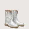Botas Wish para niños en cuero metalizado plateado con bordado de estrellas