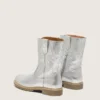 Botas Wish para niños en cuero metalizado plateado con bordado de estrellas