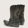 Botas Wish Star bajas para hombre en cuero negro con estrella plateada