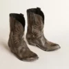 Botas Wish Star bajas para mujer en cuero negro con estrella plateada