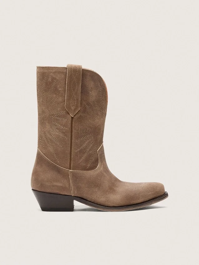Botas Wish Star bajas para mujer en gamuza gris con bordado de estrellas