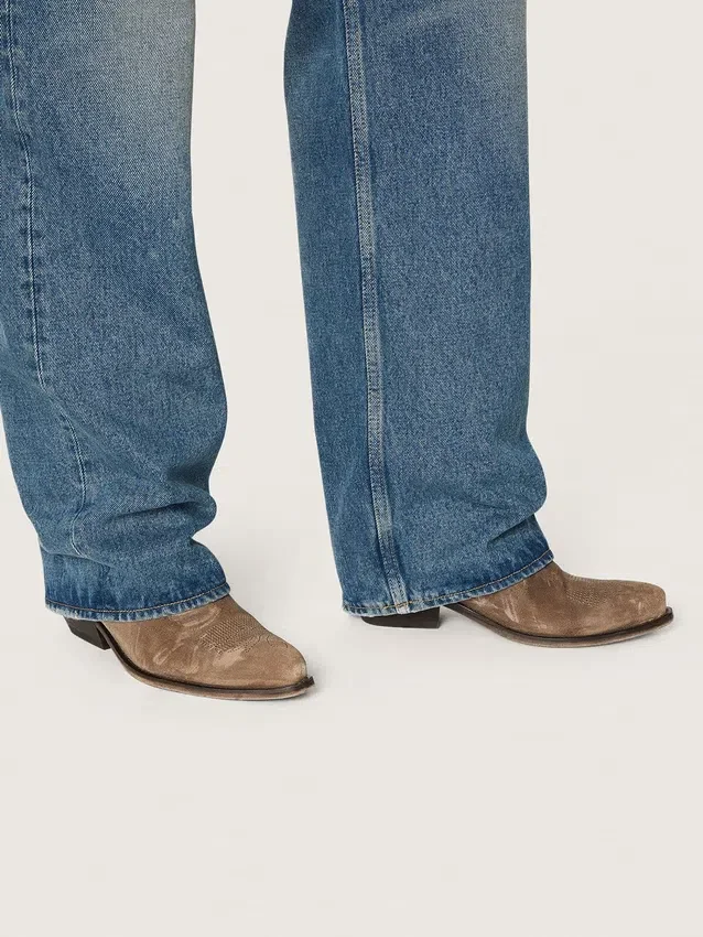 Botas Wish Star bajas para mujer en gamuza gris con bordado de estrellas