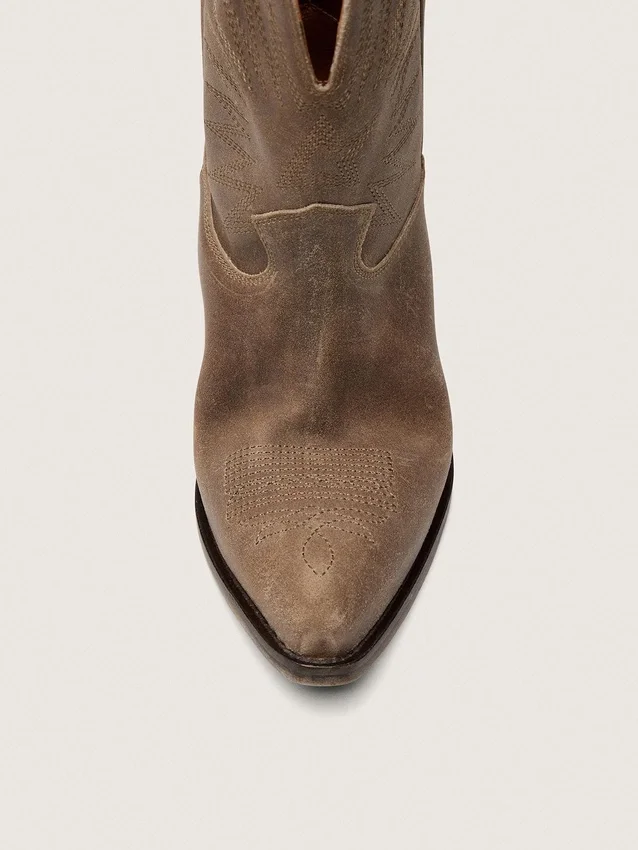 Botas Wish Star bajas para mujer en gamuza gris con bordado de estrellas