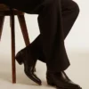 Botas Wish Star de caña baja en cuero negro con estrella incrustada tono sobre tono