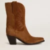 Botas Wish Star de caña baja en gamuza color coñac con estrella bordada tono sobre tono