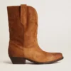 Botas Wish Star de caña baja en gamuza color coñac con estrella incrustada