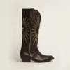 Botas Wish Star en cuero negro con estrella incrustada de cuero laminado platino
