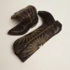 Botas Wish Star en cuero negro con estrella incrustada de cuero laminado platino