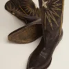 Botas Wish Star en cuero negro con estrella incrustada de cuero laminado platino