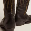 Botas Wish Star en cuero negro con estrella incrustada de cuero laminado platino