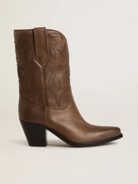 Botas Wish Star en piel gris paloma con detalles de incrustaciones tono sobre tono