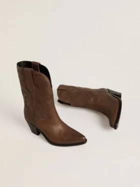 Botas Wish Star en piel gris paloma con detalles de incrustaciones tono sobre tono