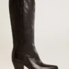 Botas Wish Star para mujer en cuero negro con estrella bordada