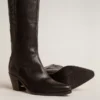 Botas Wish Star para mujer en cuero negro con estrella bordada