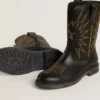 Botas Wish Teen de cuero negro con estrella bordada en amarillo