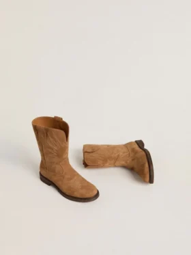 Botas Wish Teen en gamuza color camel con bordado de estrellas